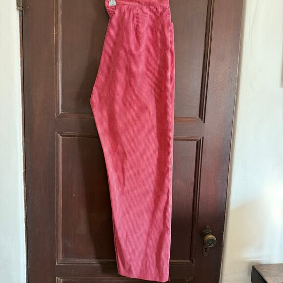 LAUREN Ralph Lauren | Red and White Check Stretch Cotton Tailored Pants | 12 - Picture 2 of 7